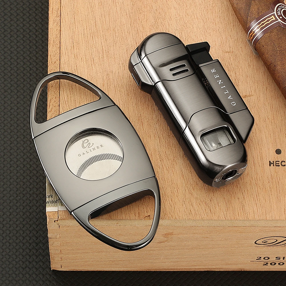 Galiner Torch Lighter Cigar Cutter Metal Cigar Set Windproof 3 Jet Flame Refillable Butane Gas Lighter Sharp Guillotine Gift Box
Galiner Torch Lighter Cigar Cutter Metal Cigar Set Windproof 3 Jet Flame Refillable Butane Gas Lighter Sharp Guillotine Gift Box