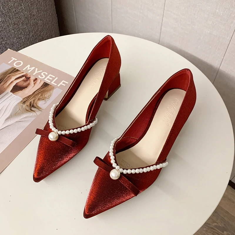 Spring 2021 New Women's Pumps Versatile Pointed Pearl Red Wedding Shoes Bridesmaid Shoes High Heels Banquet Shoes Women Sandals
Spring 2021 New Women's Pumps Versatile Pointed Pearl Red Wedding Shoes Bridesmaid Shoes High Heels Banquet Shoes Women Sandals