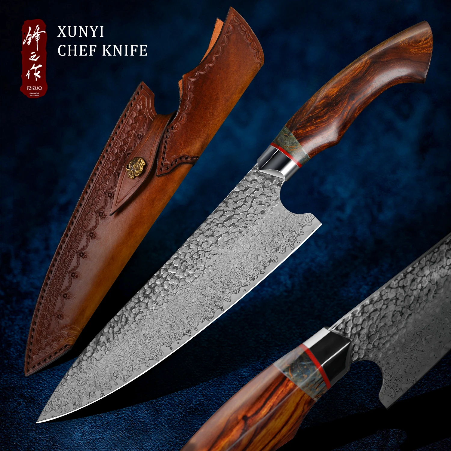 FZIZUO 8-inch Chef Knife with Ironwood and G10 Handle Japanese Handmade Damascus Steel Kitchen Vegetable Fish Knives with Sheath
FZIZUO 8-inch Chef Knife with Ironwood and G10 Handle Japanese Handmade Damascus Steel Kitchen Vegetable Fish Knives with Sheath