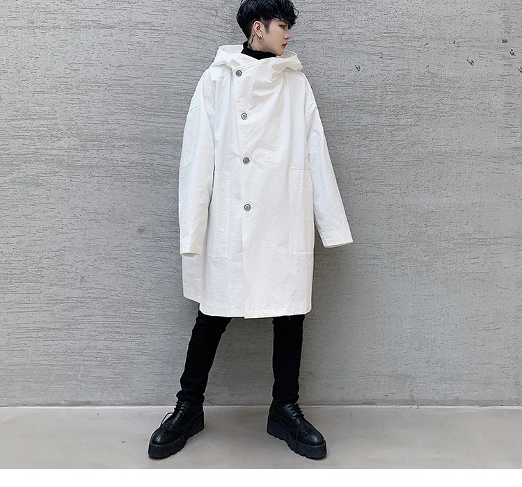 Male Streetwear Hip Hop Gothic Trench Coat Windbreaker Men Back Ribbon Button Splice Black White Long Hooded Jacket Overcoat
Male Streetwear Hip Hop Gothic Trench Coat Windbreaker Men Back Ribbon Button Splice Black White Long Hooded Jacket Overcoat