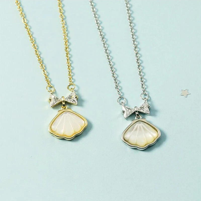 KOFSAC New Fashion 925 Sterling Silver Necklace Girl Valentine's Day Gift Shell Zircon Bow-knot Clavicular Chain Women Jewelry
KOFSAC New Fashion 925 Sterling Silver Necklace Girl Valentine's Day Gift Shell Zircon Bow-knot Clavicular Chain Women Jewelry