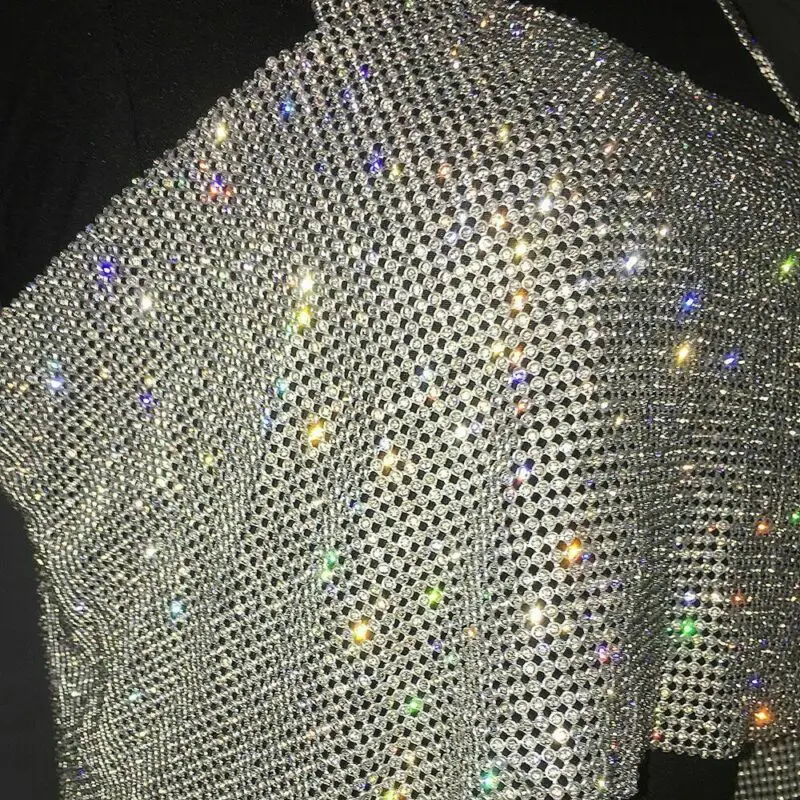 2021 Summer Adjustable Tees Club Party Tank Tops Metal Mesh Strap Sheath Draped Spark Diamonds Halter Cropped Tops Backless Sexy
2021 Summer Adjustable Tees Club Party Tank Tops Metal Mesh Strap Sheath Draped Spark Diamonds Halter Cropped Tops Backless Sexy