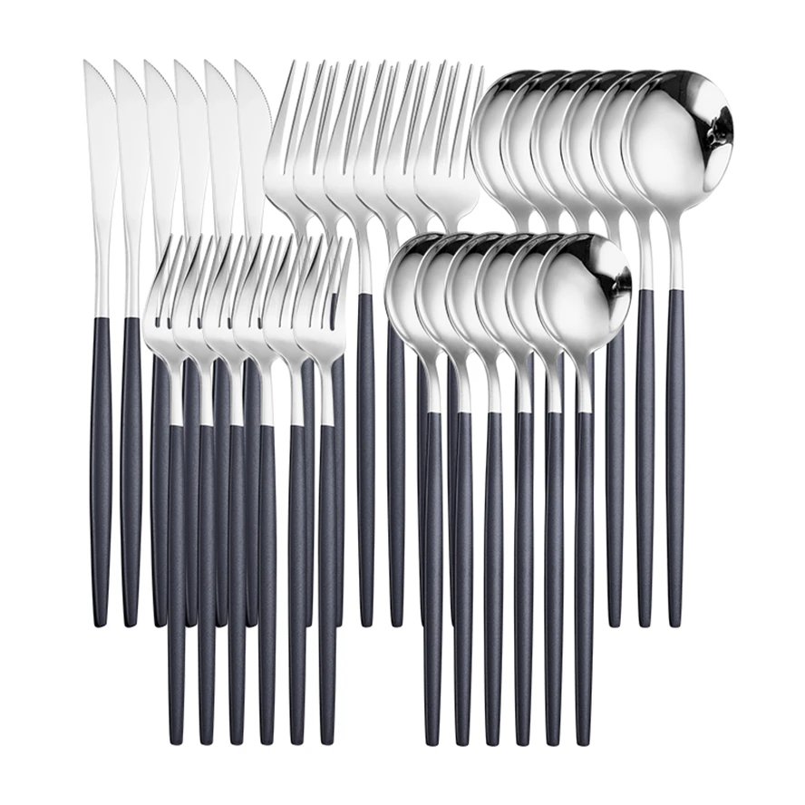 Набор столовых приборов 30 шт./комплект, комплект кухонных столовых приборов из нержавеющей стали черного и серебристого цвета, ложка/вилка/...
Набор столовых приборов 30 шт./комплект, комплект кухонных столовых приборов из нержавеющей стали черного и серебристого цвета, ложка/вилка/...