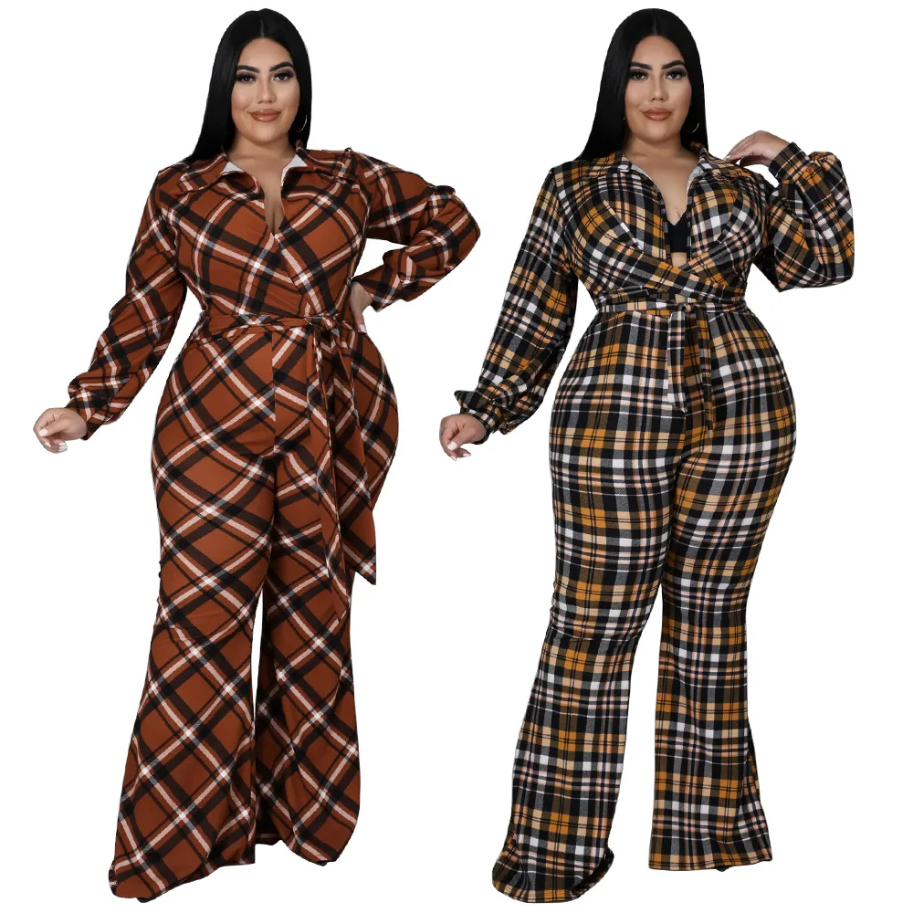 New Arrivals Plaid Printing Women Jumpsuits Sexy Deep V Neck Ladies One Pieces Party Rompers with Sash Plus Size Clothing 4XL
New Arrivals Plaid Printing Women Jumpsuits Sexy Deep V Neck Ladies One Pieces Party Rompers with Sash Plus Size Clothing 4XL
