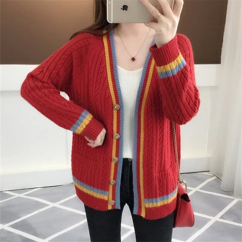Autumn Korean Fashion Patchwork Knitted Sweater Women Big Pocket Lomg Sleeve Cardigan Jacket Coat Loose Casual Knit Tops Female
Autumn Korean Fashion Patchwork Knitted Sweater Women Big Pocket Lomg Sleeve Cardigan Jacket Coat Loose Casual Knit Tops Female