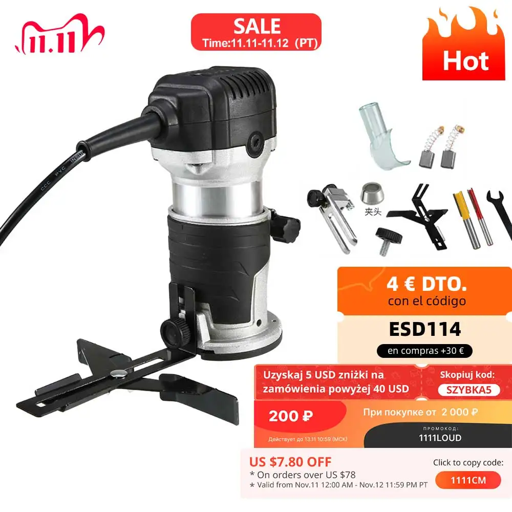 220V 2000W Wood Electric Hand Trimmer 6 Speeds Woodworking Engraving Slotting Trimming Hand Carving Machine Wood Router 1/4 8 mm
220V 2000W Wood Electric Hand Trimmer 6 Speeds Woodworking Engraving Slotting Trimming Hand Carving Machine Wood Router 1/4 8 mm