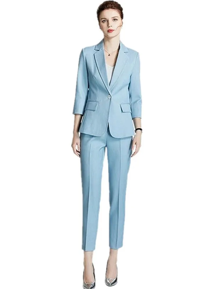 Notch Lapel Blue Women Suits Plus Size Custom Made Ladies Pantsuit Blazer+Pants for Work Pantsuit for Wedding Party
Notch Lapel Blue Women Suits Plus Size Custom Made Ladies Pantsuit Blazer+Pants for Work Pantsuit for Wedding Party