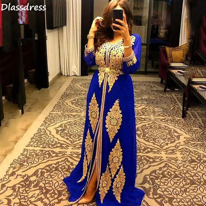 Dlassdress Evening Dress Muslim Style Long Sleeves Royal Blue A-line Floor Length V-neck Applique Prom Dress
Dlassdress Evening Dress Muslim Style Long Sleeves Royal Blue A-line Floor Length V-neck Applique Prom Dress