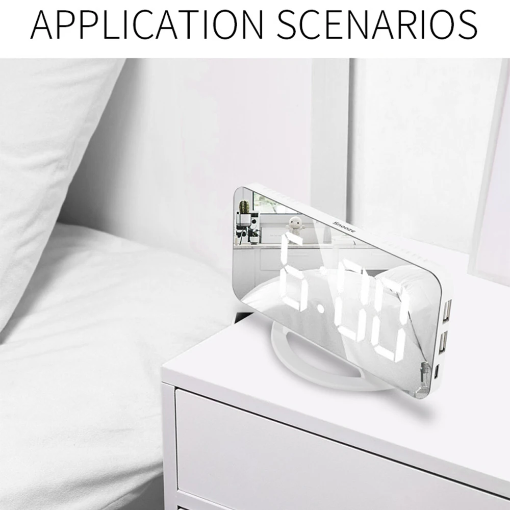 LED Mirror Clock Digital Alarm Clock Table Clock with Snooze Clock 3 Adjustable Brightness Auto-Adapt Backlight Electronic Clock 
LED Mirror Clock Digital Alarm Clock Table Clock with Snooze Clock 3 Adjustable Brightness Auto-Adapt Backlight Electronic Clock