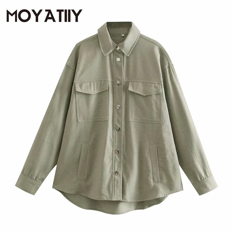 Модная женская хлопковая куртка MOYATIIY Amygreen 2021, пальто, куртки большого размера в стиле сафари, Женские топы с длинными рукавами и большими ка...
Модная женская хлопковая куртка MOYATIIY Amygreen 2021, пальто, куртки большого размера в стиле сафари, Женские топы с длинными рукавами и большими ка...