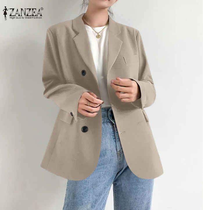 Autumn Office Work Jackets 2021 ZANZEA Women Casual Long Sleeve Blazer Elegant Loose Double-Breasted Coats Fashion Female Suits
Autumn Office Work Jackets 2021 ZANZEA Women Casual Long Sleeve Blazer Elegant Loose Double-Breasted Coats Fashion Female Suits