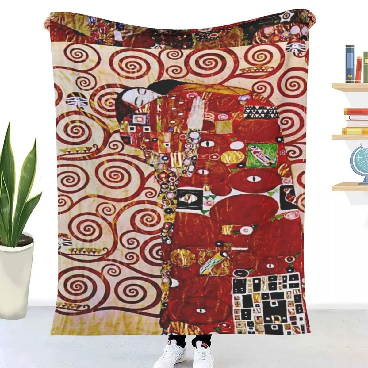 

Fulfillment The Tree Of Life By Gustav Klimt Detail - Red 3D Printed Flannel Throw Blanket