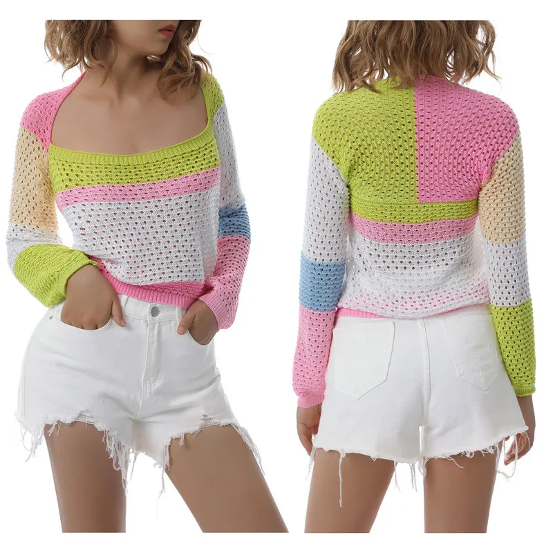 Women Hollow Out Square Neck Crochet Knit Sweater Pullover Y2k Crop Tops Long Sleeve Crochet Blouse Knitwear Streetwear
Women Hollow Out Square Neck Crochet Knit Sweater Pullover Y2k Crop Tops Long Sleeve Crochet Blouse Knitwear Streetwear