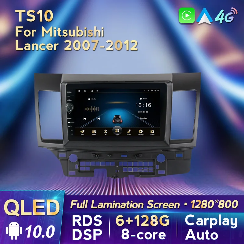 MLOVELIN QLED экран подходит для Mitsubishi Lancer 10 CY 2007-2012 Автомобильный мультимедийный