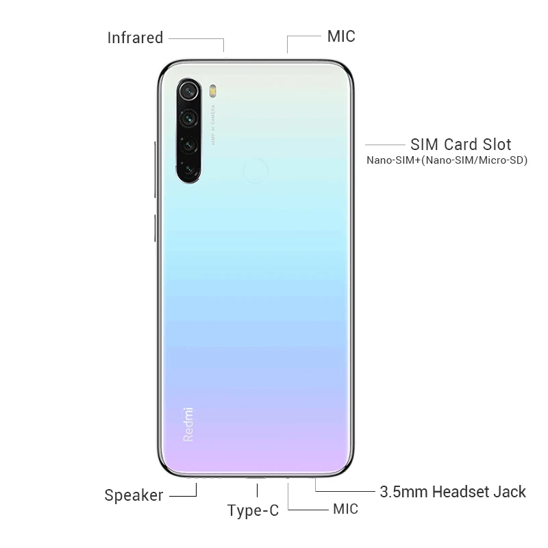 Оригинальный Смартфон Xiaomi Redmi Note 8 с глобальной прошивкой 4 ГБ 64 Восьмиядерный