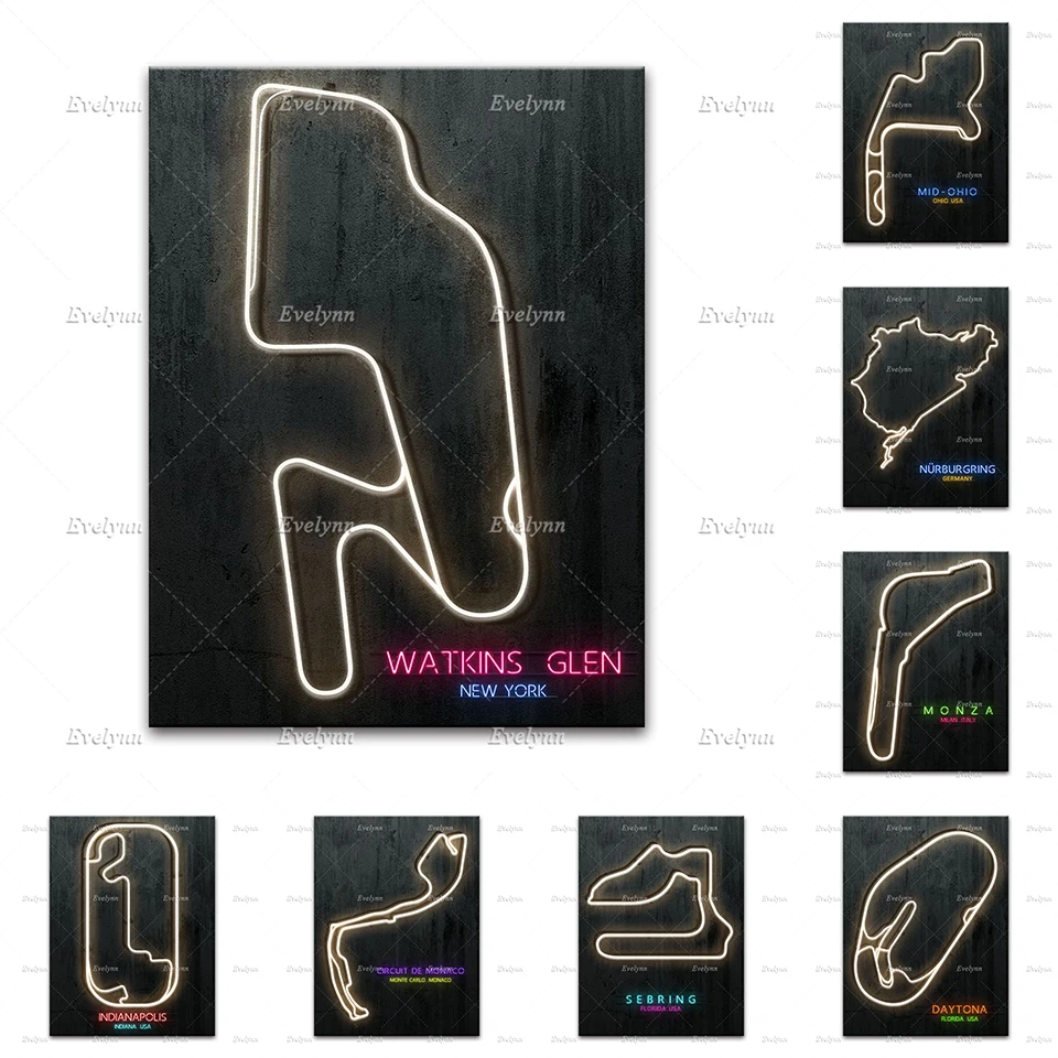 Nurburgring Circuit ,Monza Neon Track,Sebring Raceway,Circuit De Monaco F1 Race Car Circuit Poster Prints Canvas Home Decoration
Nurburgring Circuit ,Monza Neon Track,Sebring Raceway,Circuit De Monaco F1 Race Car Circuit Poster Prints Canvas Home Decoration