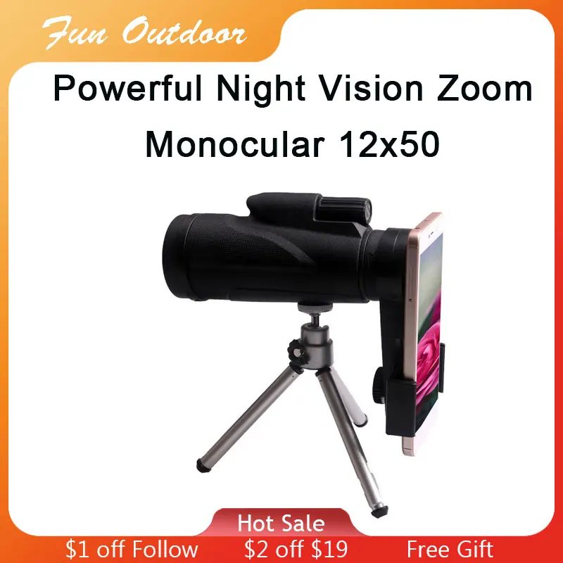 Monocular 12x50 Powerful Professional Night Vision High Quality Zoom Binoculars Long Range Scope Telescope for Camping Hunting
Monocular 12x50 Powerful Professional Night Vision High Quality Zoom Binoculars Long Range Scope Telescope for Camping Hunting