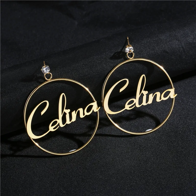 Zircon Earrings Stainless Steel Custom Name Earrings Personalized Big Nameplate Handmade Women's Jewelry Dinner Party Accessorie
Zircon Earrings Stainless Steel Custom Name Earrings Personalized Big Nameplate Handmade Women's Jewelry Dinner Party Accessorie