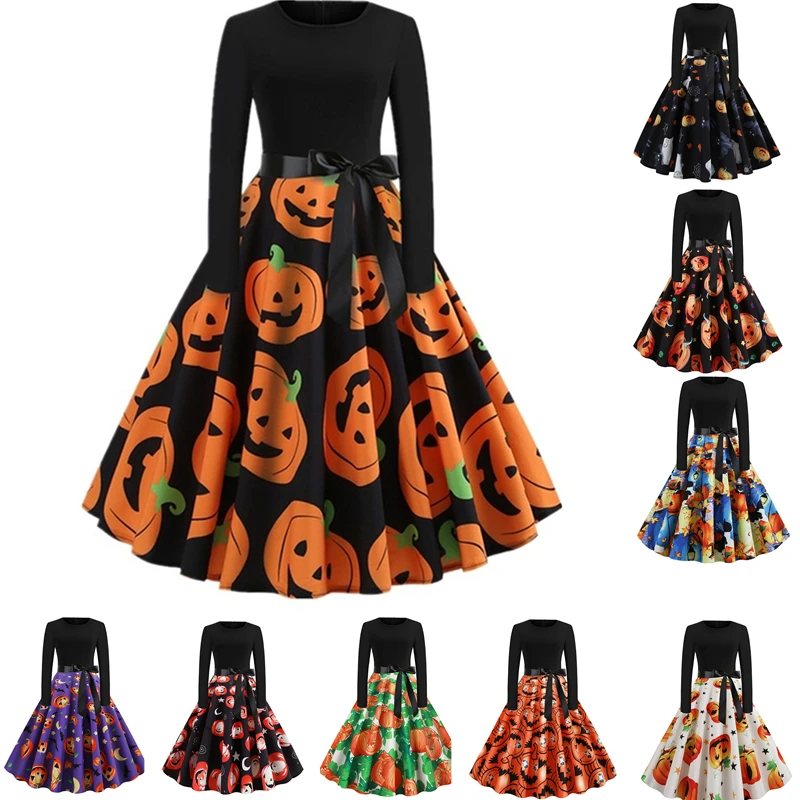 Fancy Pumpkin Halloween Christmas Womens Dress Long Sleeve Length Princess Dress Costume Festival Party Vintage 50s 60s Robe
Fancy Pumpkin Halloween Christmas Womens Dress Long Sleeve Length Princess Dress Costume Festival Party Vintage 50s 60s Robe