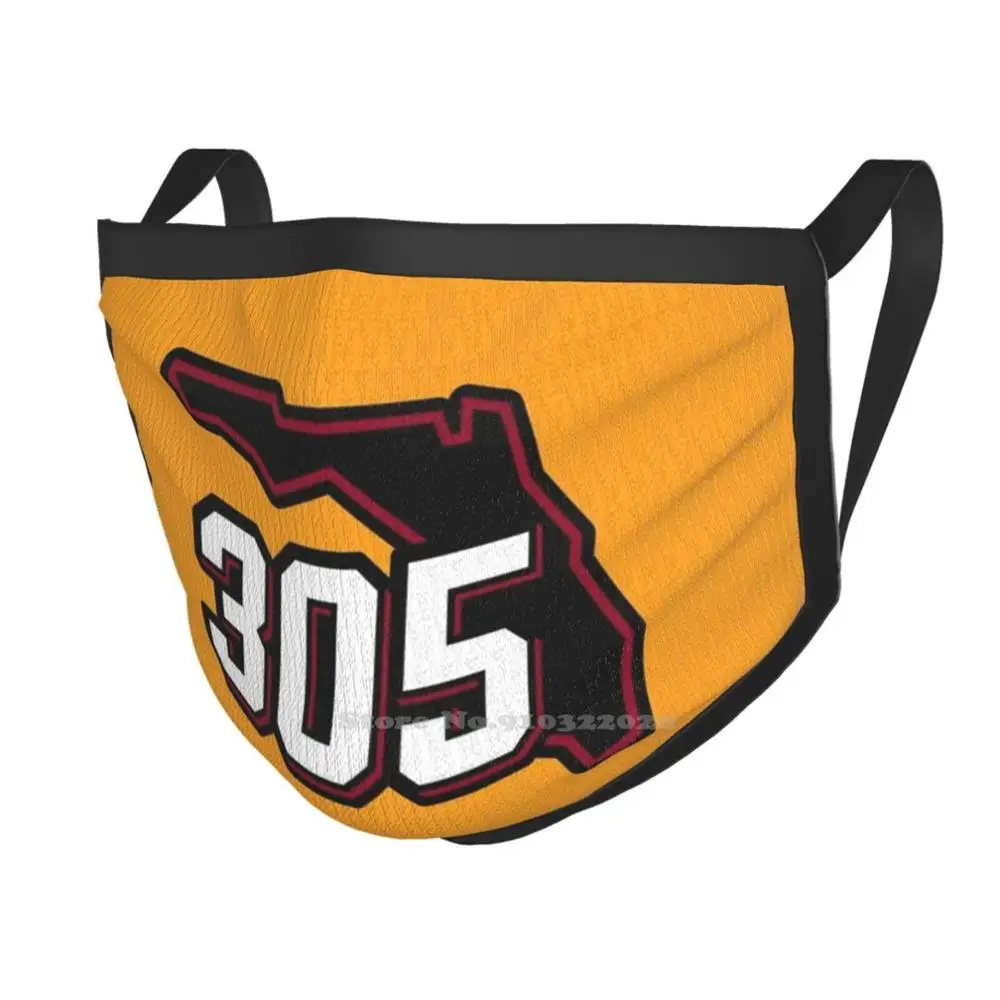 Miami 305 Logo On Yellow Soft Warm Mouth Masks Basketball Beach Florida Dolphins South Vice Red Marlins Heat | Аксессуары для