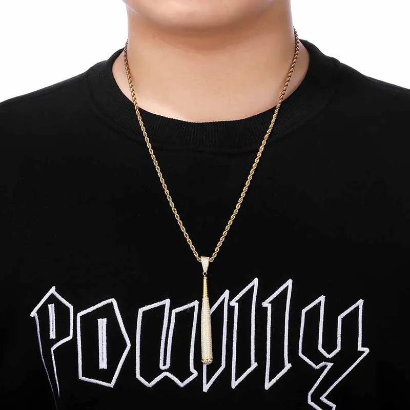 Baseball Bat Gold Necklace & Pendant Tennis Chain Gold AAA Cubic Zirconia Hip hop Rock Jewelry 
Baseball Bat Gold Necklace & Pendant Tennis Chain Gold AAA Cubic Zirconia Hip hop Rock Jewelry