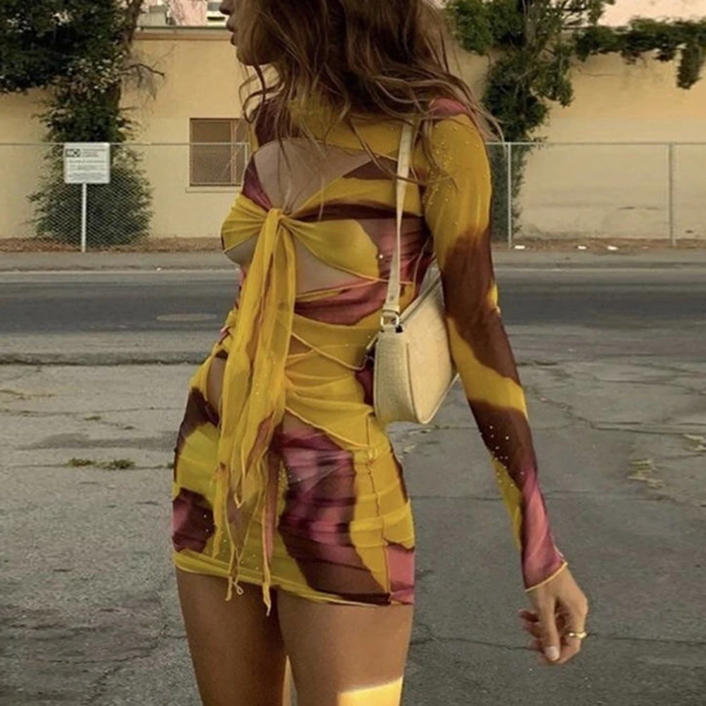 Dress Hollow Out Of Perspective Women's Dresses Long-sleeved Y2K Aesthetics Sexy Slim Printing Summer Cloth
Dress Hollow Out Of Perspective Women's Dresses Long-sleeved Y2K Aesthetics Sexy Slim Printing Summer Cloth