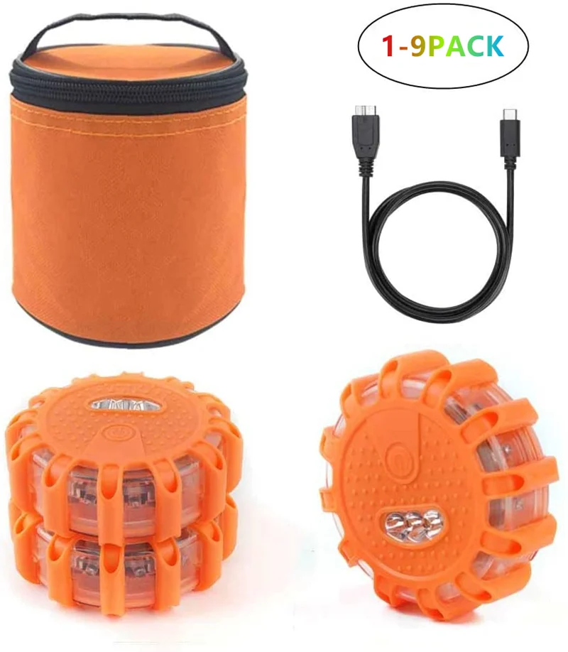 9PACK USB Rechargeable LED Road Flares Emergency Lights-Roadside Warning Car Safety Beacon Flashing Disc Flare Kit Disc Pack
9PACK USB Rechargeable LED Road Flares Emergency Lights-Roadside Warning Car Safety Beacon Flashing Disc Flare Kit Disc Pack
