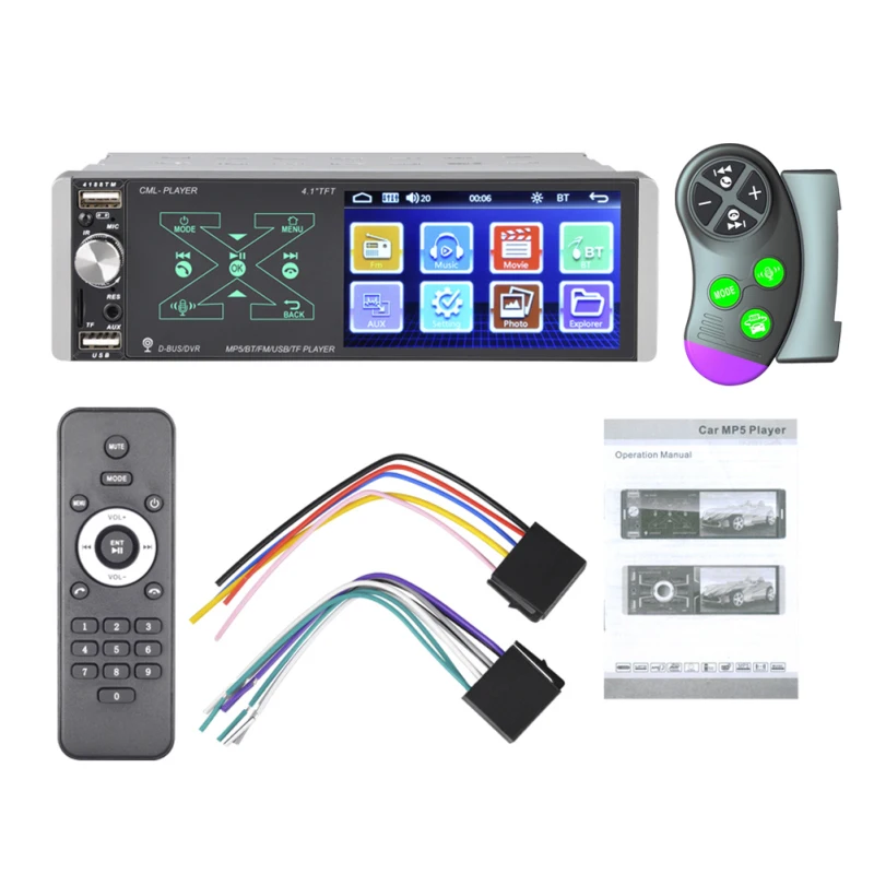 4.1'' Bluetooth 5.0 Siri Mirror Link Touch AI Voice 1 Din Car Radio MP5 Player FM+Steering Wheel Controller Car Electronics
4.1'' Bluetooth 5.0 Siri Mirror Link Touch AI Voice 1 Din Car Radio MP5 Player FM+Steering Wheel Controller Car Electronics