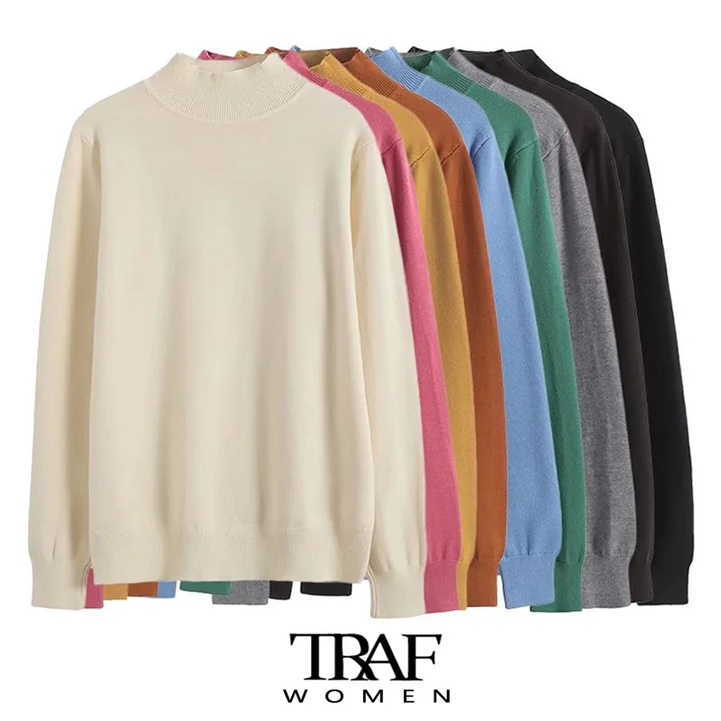 Женский вязаный свитер с круглым вырезом, длинным рукавом 
Женский вязаный свитер с круглым вырезом, длинным рукавом