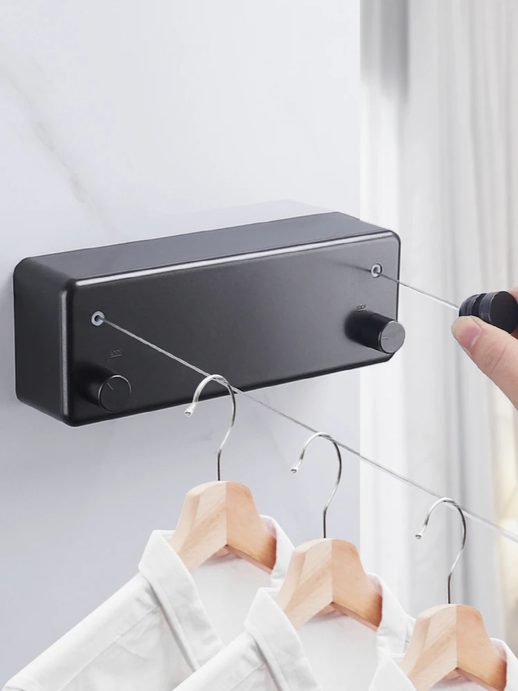 

Shrink Clothesline Punch-Free Air Clothes Artifact Clothes Indoor Balcony Retractable Wire Rope Bathroom Clothes Hanger