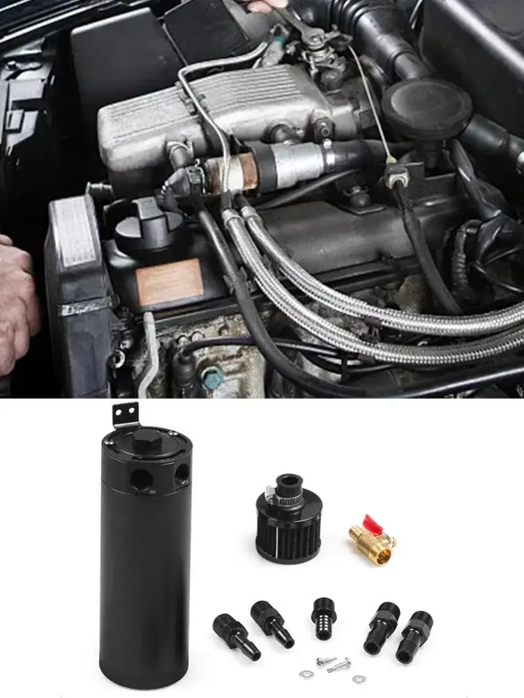 Baffled Aluminum Oil Catch Can Reservoir Tank Oil Tank With Air Filter And Filter Plate Universal Matte Black No Color Run
Baffled Aluminum Oil Catch Can Reservoir Tank Oil Tank With Air Filter And Filter Plate Universal Matte Black No Color Run