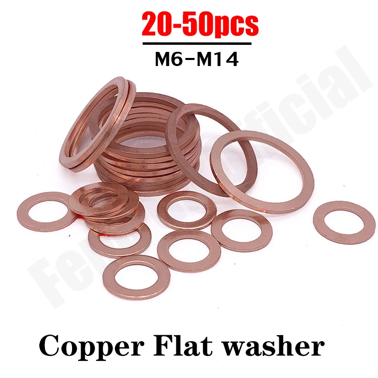 20/50PCS Solid Copper Washer Flat Ring Gasket Sump Plug Oil Seal Fittings 10*14*1MM Washers Fastener Hardware Accessories
20/50PCS Solid Copper Washer Flat Ring Gasket Sump Plug Oil Seal Fittings 10*14*1MM Washers Fastener Hardware Accessories