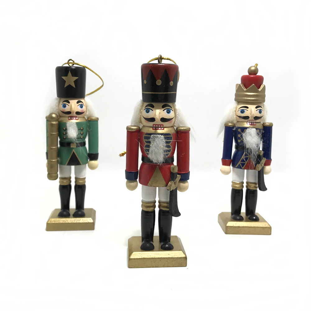 

12CM Movable doll puppets Boutique nutcracker New soldier walnuts people, wood hand-painted walnut gifts 3pcs/lot HT140