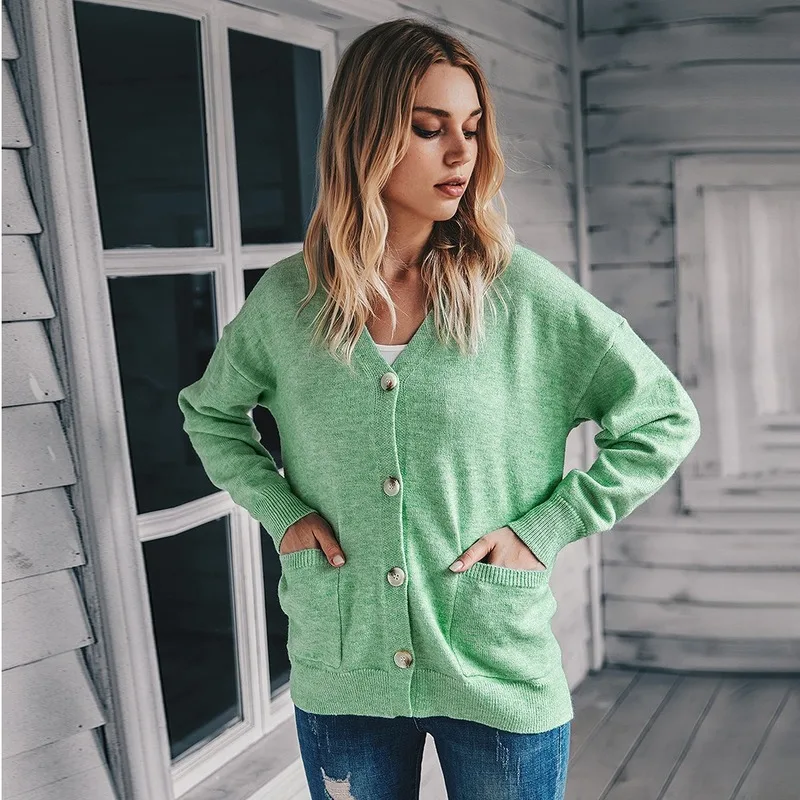 Women Cardigans Sweater V neck Solid Loose Knitwear Single Breasted Casual Knit Cardigan Outwear Autumn and winter Coat 2020 new
Women Cardigans Sweater V neck Solid Loose Knitwear Single Breasted Casual Knit Cardigan Outwear Autumn and winter Coat 2020 new