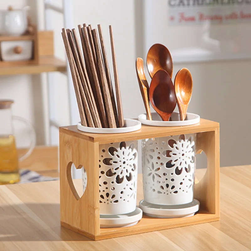 Hollow ceramic chopstick tube with drain box household double tube bamboo and wood frame set two sets
Hollow ceramic chopstick tube with drain box household double tube bamboo and wood frame set two sets