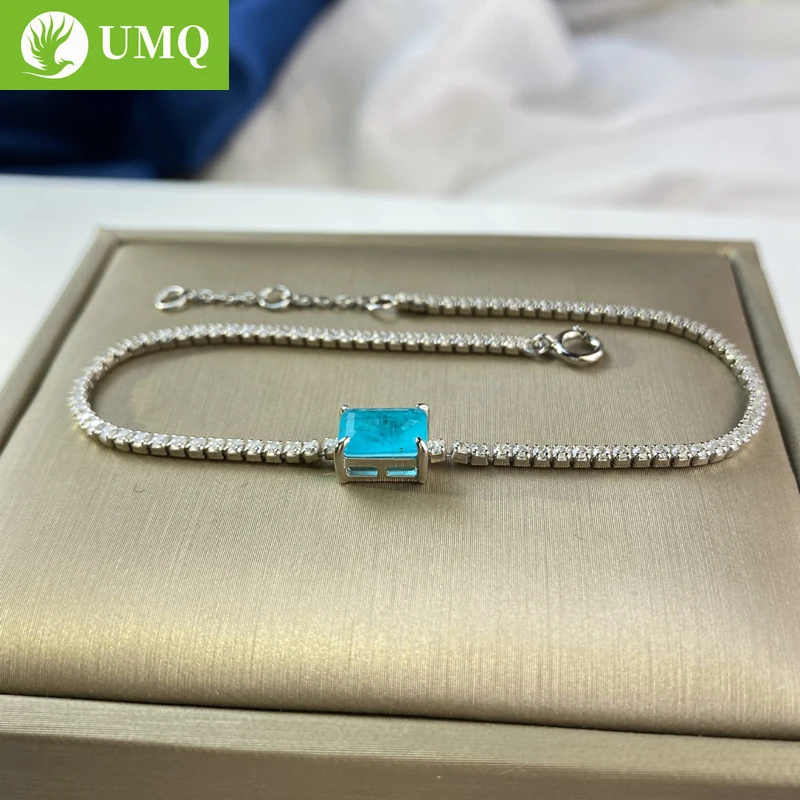 UMQ 100% 925 Sterling Silver Paraiba Tourmaline Bracelet For Women Sparkling Full High Carbon Diamond Girls Party Fine Jewelry
UMQ 100% 925 Sterling Silver Paraiba Tourmaline Bracelet For Women Sparkling Full High Carbon Diamond Girls Party Fine Jewelry
