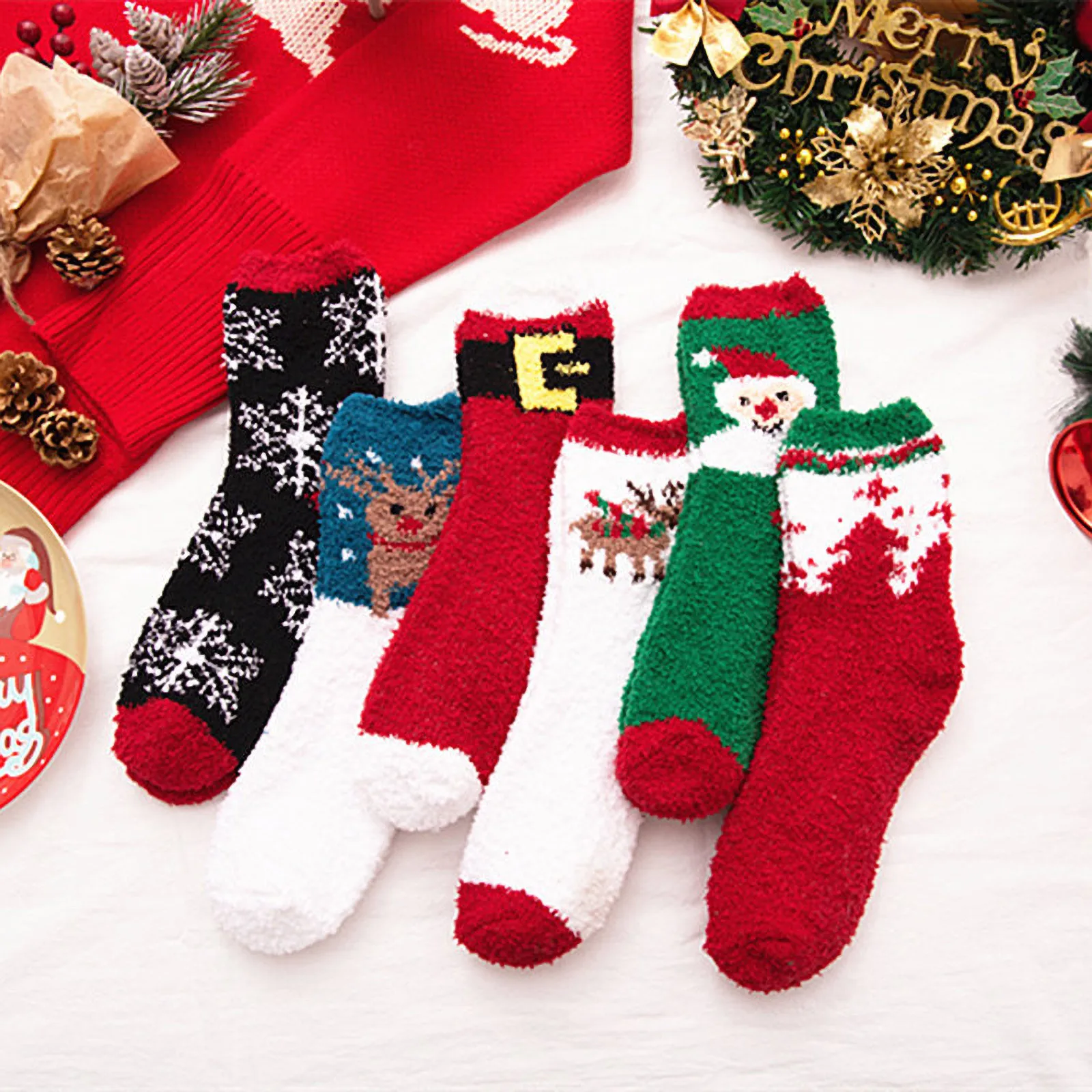 Christmas Stockings 1pair Adult Christmas Socks Women Warm Coral Plush Middle Tube Socks Stockings Women Autumn Winter Style
Christmas Stockings 1pair Adult Christmas Socks Women Warm Coral Plush Middle Tube Socks Stockings Women Autumn Winter Style