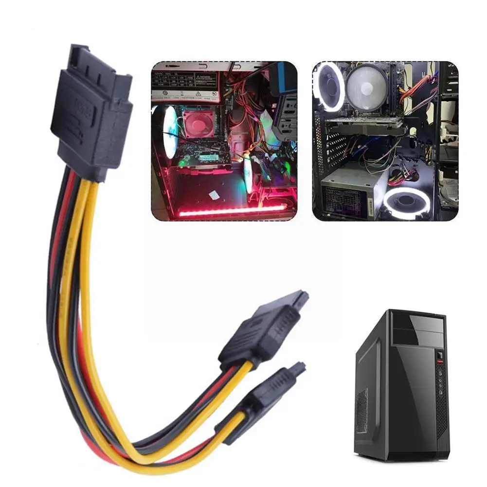 1pcs Sata Power Cable Splitter 15 Pin Male To 2 Female Connector Power Cables 15cm / Extension / Drive Ssd Cord Dvd-rom Har O9o6
1pcs Sata Power Cable Splitter 15 Pin Male To 2 Female Connector Power Cables 15cm / Extension / Drive Ssd Cord Dvd-rom Har O9o6