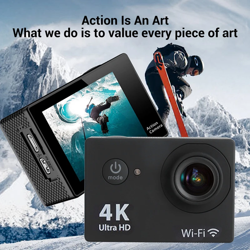Экшн-камера Ultra HD 4K/30fps 2 0 дюйма 170D водонепроницаемая |