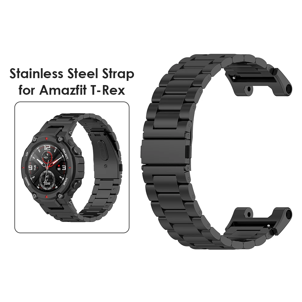 Stainless Steel Smart Watch Strap Metal Wrist Band Replacement for Huami Amazfit T-Rex Pro/Amazfit T-Rex(Black)
Stainless Steel Smart Watch Strap Metal Wrist Band Replacement for Huami Amazfit T-Rex Pro/Amazfit T-Rex(Black)