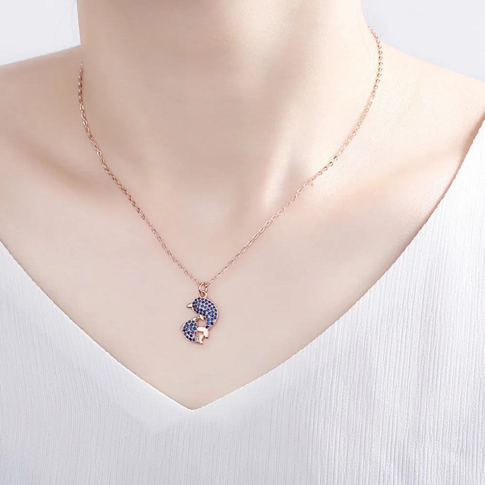 MOFLO Exquisite Rhinestone Double Dolphin Necklace Fashion Pendant with Blue Color Temperament Womans Clavicle Chain Jewelry
MOFLO Exquisite Rhinestone Double Dolphin Necklace Fashion Pendant with Blue Color Temperament Womans Clavicle Chain Jewelry