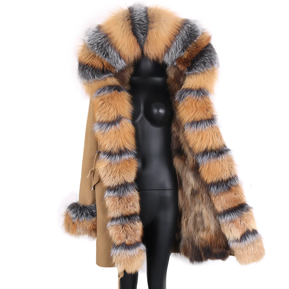 

Women Winter Jacket 7XL Real Fox Fur Coat Parkas Waterproof Parka Big Real Fur Collar Natural Fox Fur Liner Long Outerwear Coat