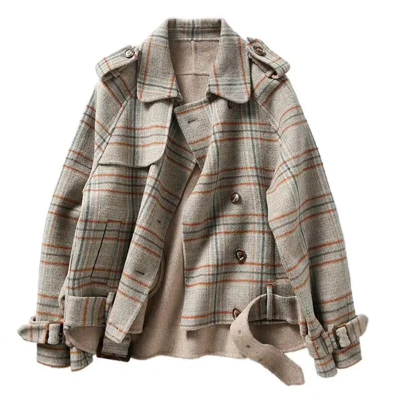 Lord long sleeve imitation cashmere winter new small man loose double-breasted plaid wool coat
Lord long sleeve imitation cashmere winter new small man loose double-breasted plaid wool coat