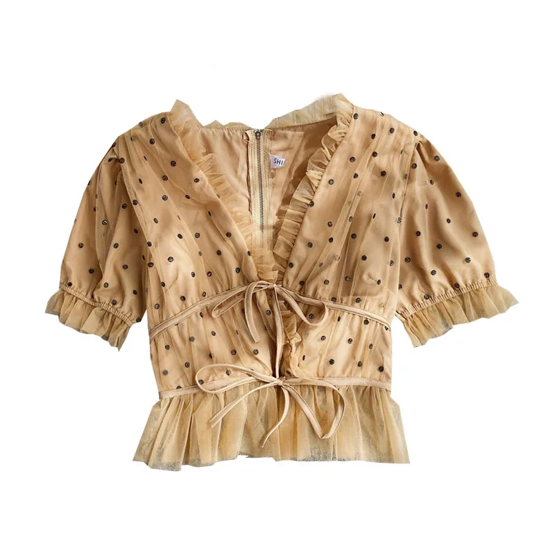 Chiffon Shirt Women Summer New Strawberry Printed Short Puff Sleeve Ruffled Hem V-Neck Lady Sweet Pink Cropped Top T-shirt 
Chiffon Shirt Women Summer New Strawberry Printed Short Puff Sleeve Ruffled Hem V-Neck Lady Sweet Pink Cropped Top T-shirt
