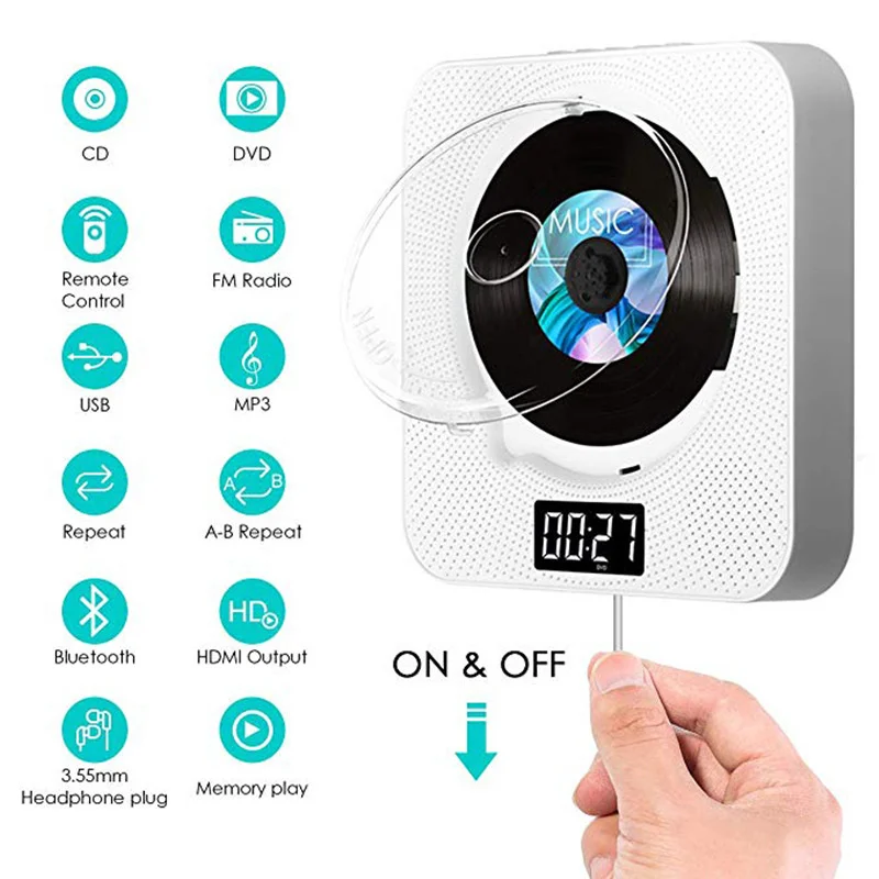 Kecag wall mounted CD player home DVD HD player Bluetooth English Learning CD player for jbl computer speakers portable speaker
Kecag wall mounted CD player home DVD HD player Bluetooth English Learning CD player for jbl computer speakers portable speaker