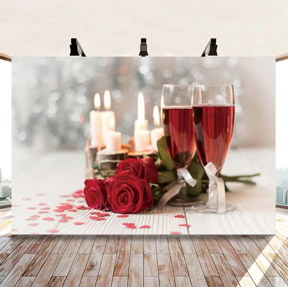 Valentines Day Photo Backgrounds Red Wine Glass Rose Candles Bokeh Photography Backdrops For Cake Table Decor Photo Studio 
Valentines Day Photo Backgrounds Red Wine Glass Rose Candles Bokeh Photography Backdrops For Cake Table Decor Photo Studio