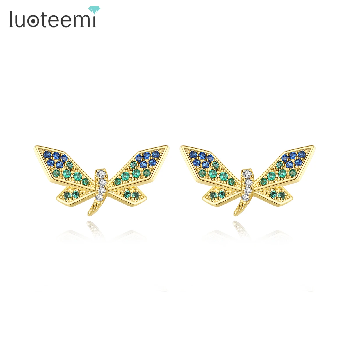 LUOTEEMI Cute Simple Gold Color Dragonfly Stud Earring for Women Butterfly with Green CZ Tiny Girl Party Accessories Friend Gift
LUOTEEMI Cute Simple Gold Color Dragonfly Stud Earring for Women Butterfly with Green CZ Tiny Girl Party Accessories Friend Gift
