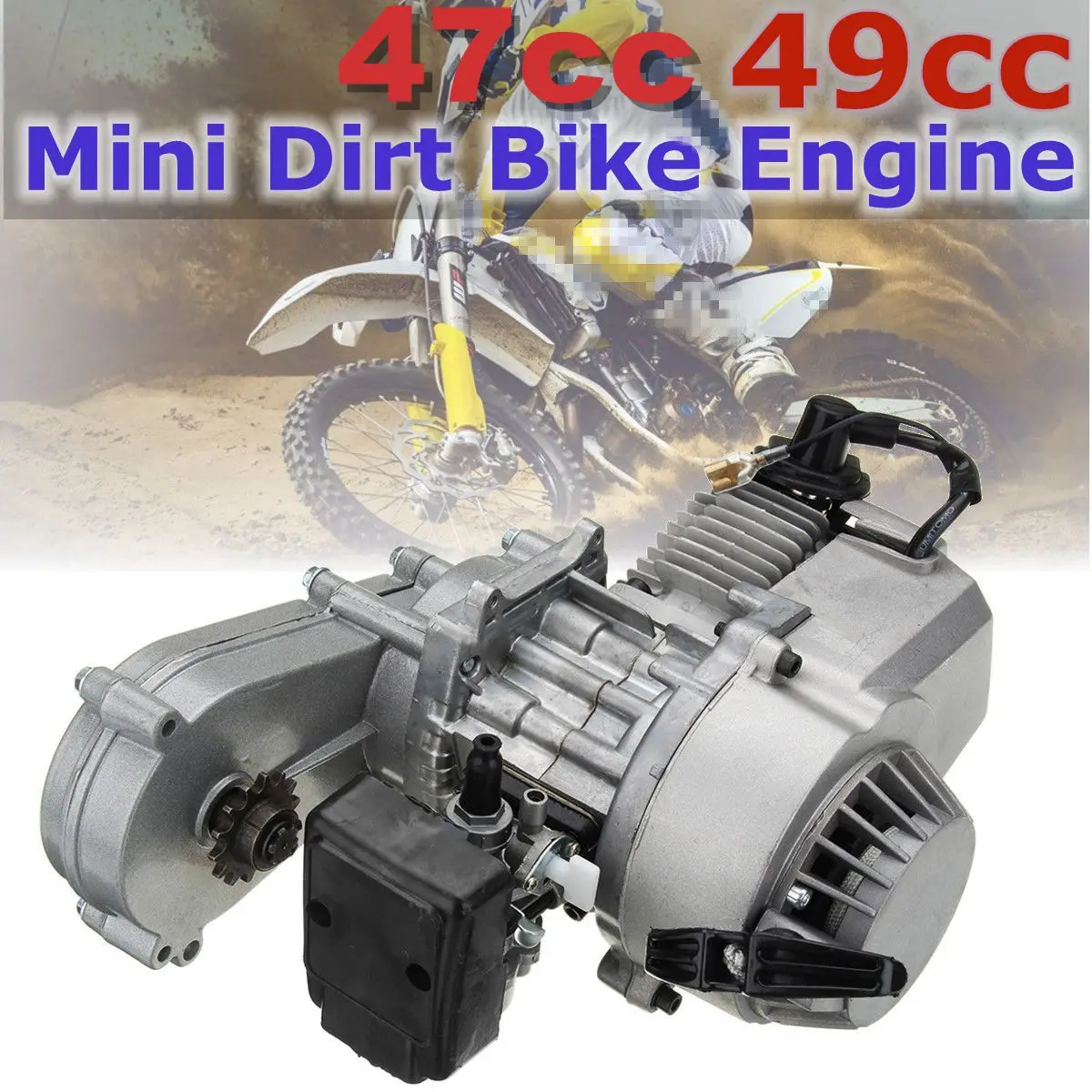 43cc 47cc 49cc 2-Stroke Pull Start Engine with Transmission for Universal Motorcycle Mini Motor Pit Dirt Bike ATV 4 Wheel
43cc 47cc 49cc 2-Stroke Pull Start Engine with Transmission for Universal Motorcycle Mini Motor Pit Dirt Bike ATV 4 Wheel