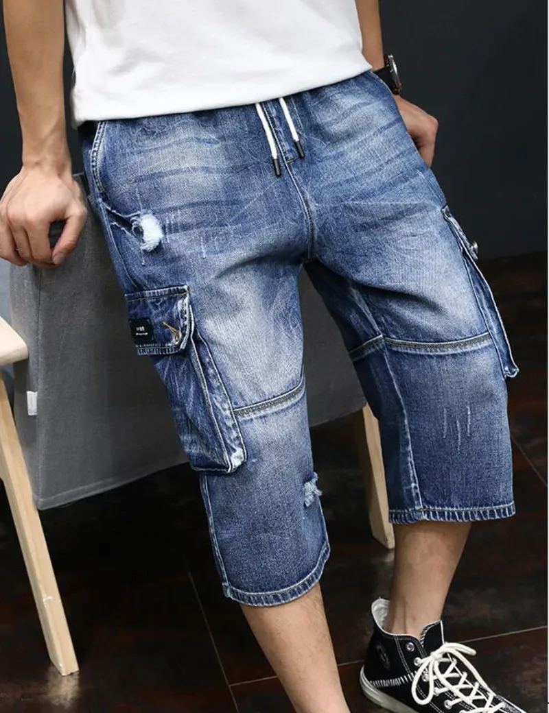 2021 Summer New Men Jeans Cargo Shorts Fashion Casual Elasticated Waist Stretch Big Pocket Cropped Jean Male Brand
2021 Summer New Men Jeans Cargo Shorts Fashion Casual Elasticated Waist Stretch Big Pocket Cropped Jean Male Brand