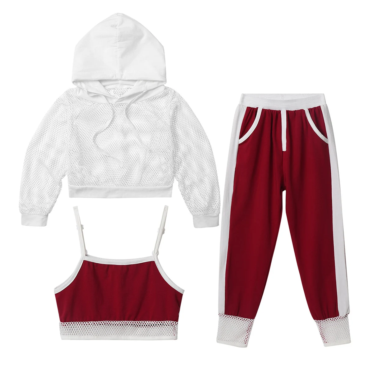 Children Clothing Summer Kids Girls Tracksuit Outfits Long Sleeve Hooded Fishnet Tops with Camisole Pants Sports Clothing Set
Children Clothing Summer Kids Girls Tracksuit Outfits Long Sleeve Hooded Fishnet Tops with Camisole Pants Sports Clothing Set